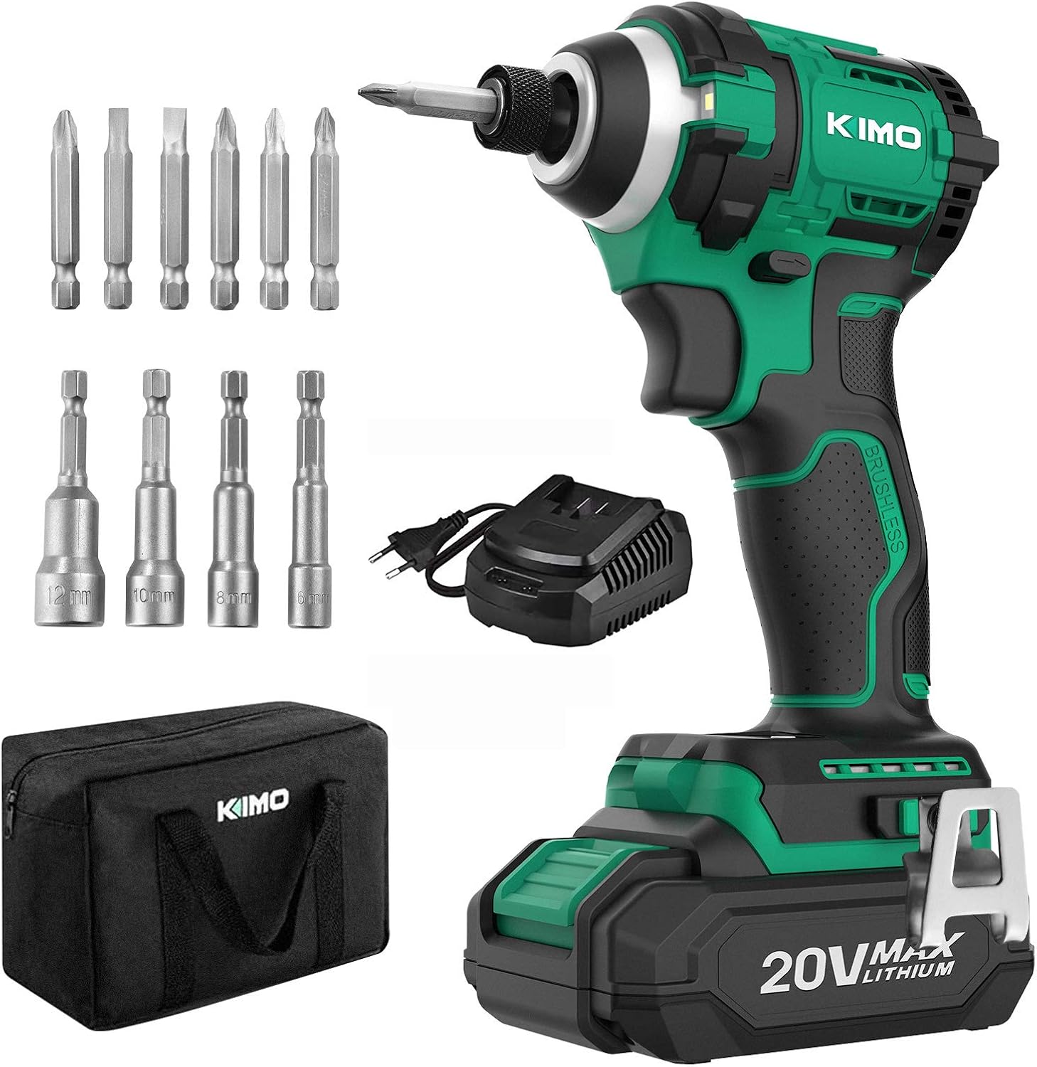 KIMO QM-3602B コードレスインパクトドライバー KIMO インパクトドライバー セット 20V 200N·m 高回転 電動